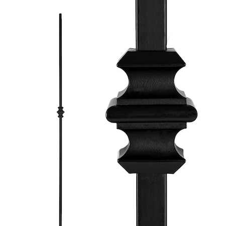 Nuvo Iron in Square x 44in Long Black Steel Interior Balusters - Single Collar, 12PK SQI1C-12MP